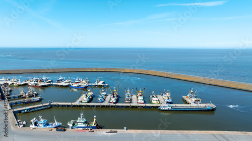 Obraz na płótnie Aerial from the harbor in Harlingen in Friesland the Netherlands w salonie
