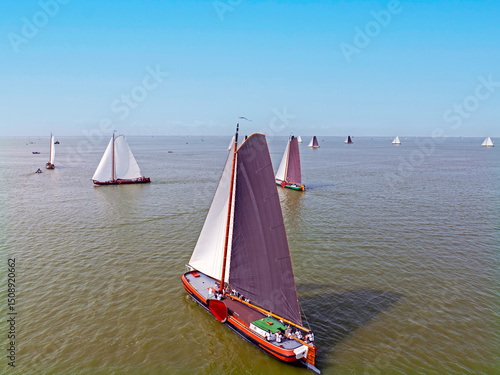 Obraz na płótnie Aerial from skutjessilen competition in Hindeloopen in Friesland the Netherlands w salonie