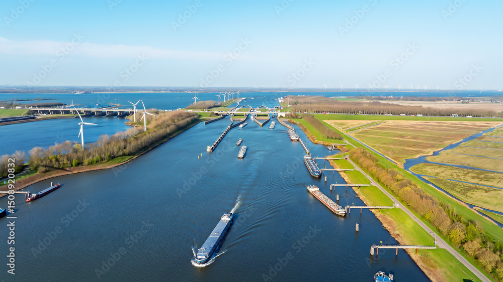 Aerial from the Volkerak sluices in the Netherlands