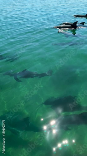 Vertical Video – Clear Water with Dolphins – Dolphin Discovery Centre, Bunbury, Australia (4K)