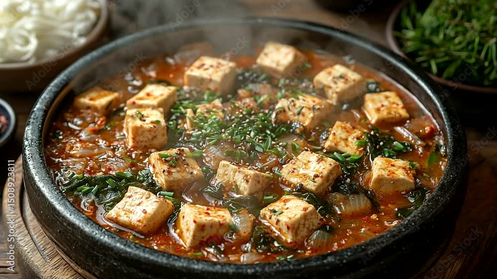 Tofu stew with spinach Tofu stew with spinach