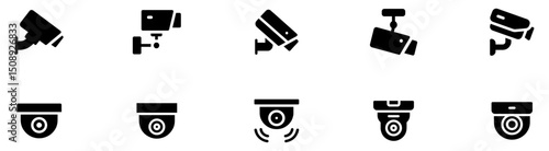 Security camera icon. CCTV vector icon set. Video surveillance CCTV camera icon. Security camera. Vector Illustration. EPS 10