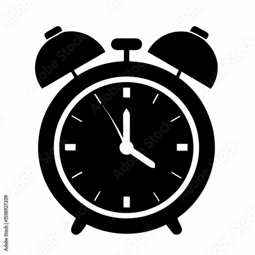 Here's a retro vector illustration of a classic metal alarm clock, perfect as a morning reminder icon