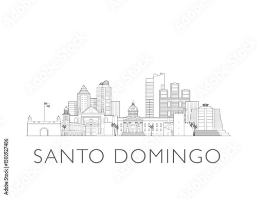 Santo Domingo, Dominican Republic cityscape illustration skyline drawing