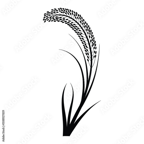 Chia Seed Spike Silhouette, Vector, Illustration, Icon, Logo, White Background.
