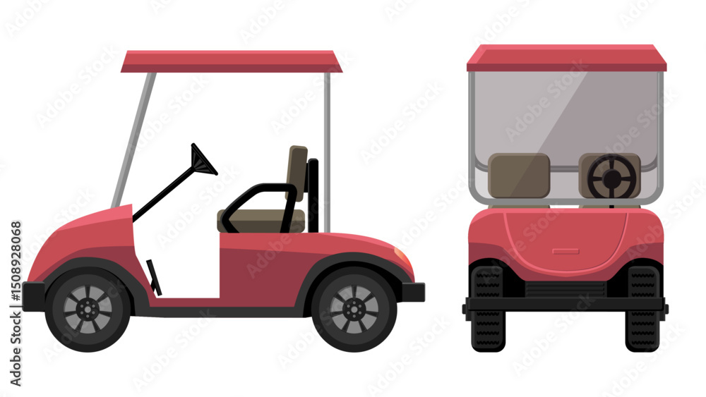 Fototapeta premium flat vector side view of golf cart car vehicle