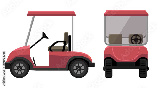 flat vector side view of golf cart car vehicle