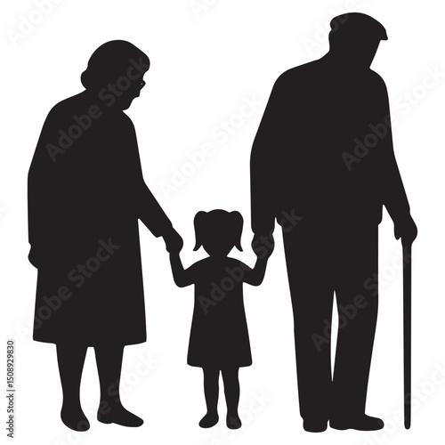 Grandparents, Child, Family, Silhouette, Holding Hands, Love, Affection, Generational, Bond, Togetherness, Support, Legacy