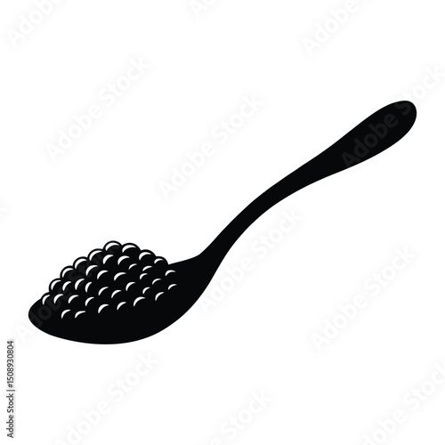 Caviar Spoon Gold Leaf Silhouette, Vector, Illustration, Icon, Logo, White Background.