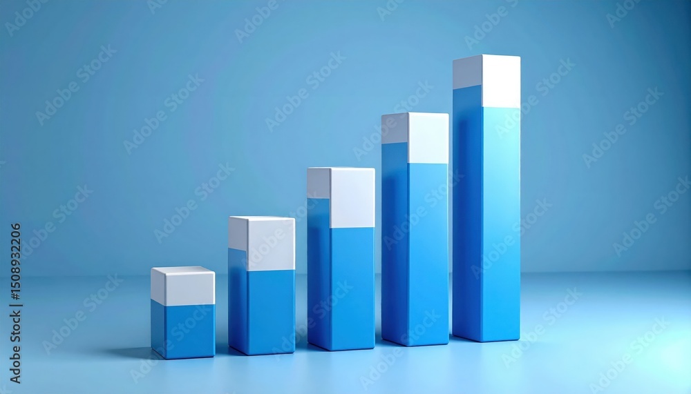Blue Bar Graph Illustration On Light Background Blue Bar Graph Illustration On Light Background