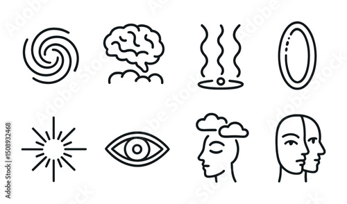 Mind and vision icons for creative design and innovation concepts