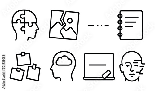 Mind mapping and organization icons for creative planning and strategy design