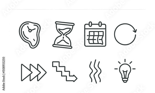 Time management and planning icon set for creative projects