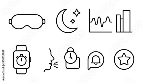 Sleep and time monitoring icons for app design or user interface
