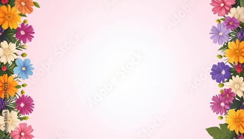 Colorful floral border design digital background nature vibrant artistic creative