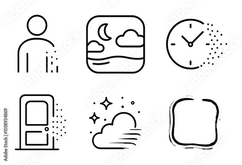 Minimalistic icon set featuring nature, time, and abstract concepts