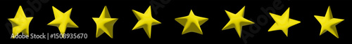 3d star animation set - rotation of yellow cartoon game element