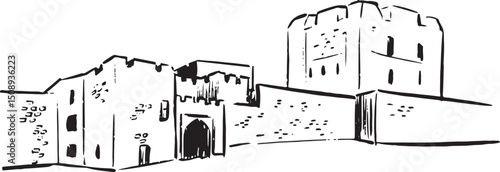Obraz na płótnie Carlisle Castle, England ink illustration