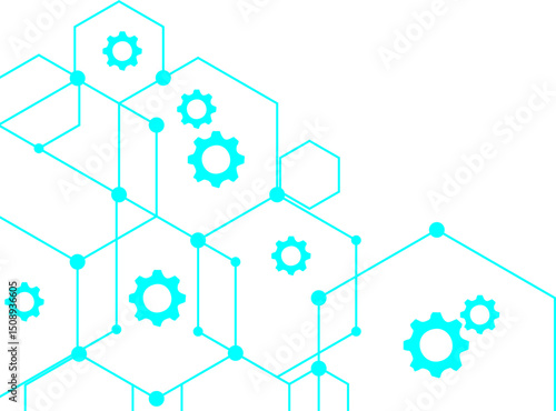 Futuristic Hexagone Line with Gear Corner