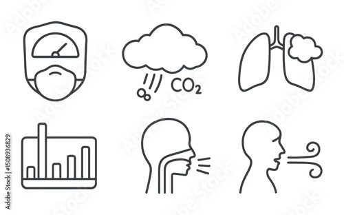 Air quality and health symbols for informational and educational use