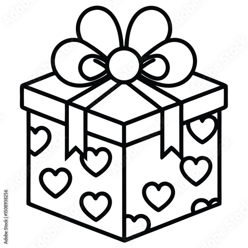 Gift Box with Hearts Icon A Solid Symbol of Love and Affection Perfect for Valentine s Day or Special Occasions