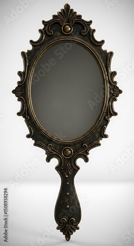 Ornate antique hand-held mirror