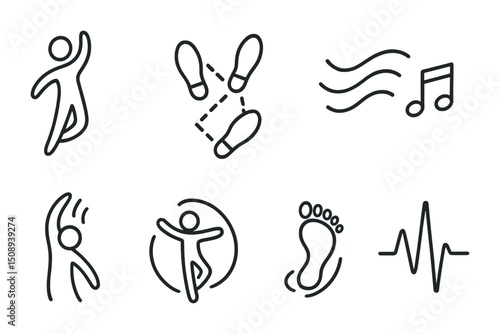 Dance and fitness icons for health and exercise design