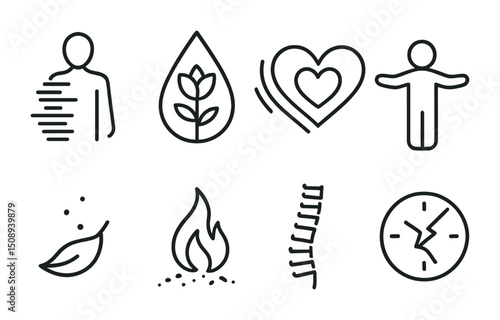 Minimalistic icons depicting wellness and nature concepts for design use