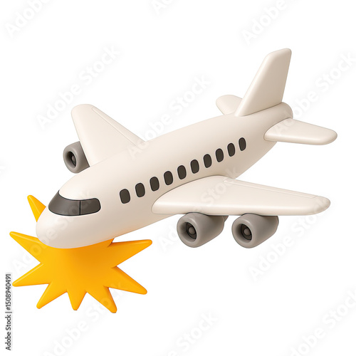 Wallpaper Mural A cartoon airplane is crashing into a yellow explosion. The scene is chaotic and dramatic, with the airplane seemingly on the verge of destruction. The explosion is depicted as a bright Torontodigital.ca