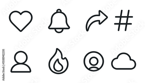 Minimalist social media icons set for user interface and web design