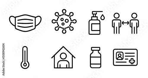 Pandemic safety icons for health awareness and precaution measures