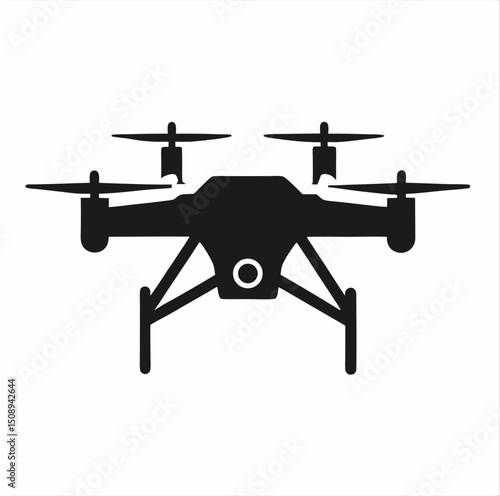 A silhouette of a quadcopter drone is centered on a white background.