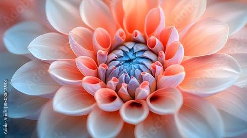 Close-up captures the intricate beauty of a flower, its petals gently unfurling. The colors blend softly, creating a serene and inviting visual experience, ideal for backgrounds and designs.