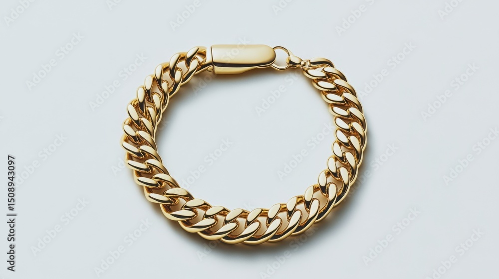 Slim gold chain bracelet arranged in a loop with lobster clasp visible Slim gold chain bracelet arranged in a loop with lobster clasp visible
