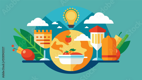 A melting pot of culinary influences this fusion restaurant showcases the best of Central and South American cuisine with a touch of modern innovation.. Vector illustration