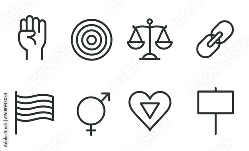 Social justice and equality icons for activism design projects