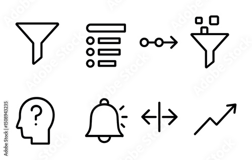 Data and workflow icons for business and analytics design projects