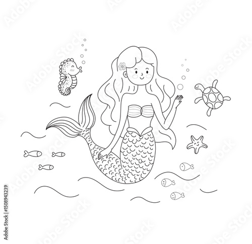 Mermaid character outline 