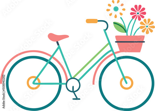 Cycle Outline Vector Illustration with Wheels Frame and Various Color Options
