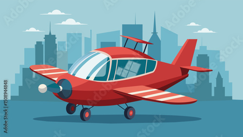 A compact singleseater aircraft designed with automated navigation and collision avoidance systems perfect for personal use in a densely populated urban environment.. Vector illustration