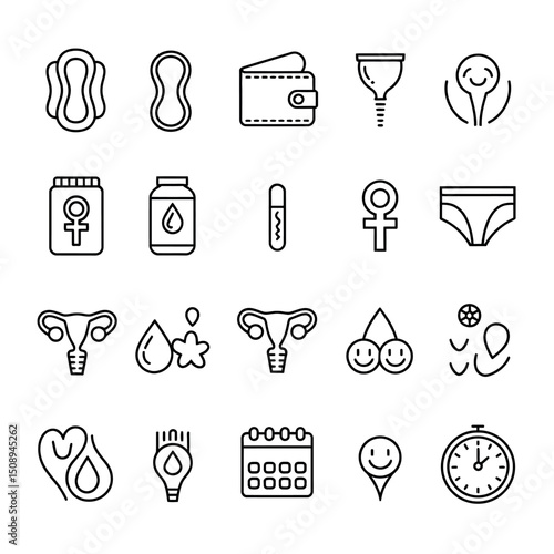 set of medical icons menstrual ,uterus,