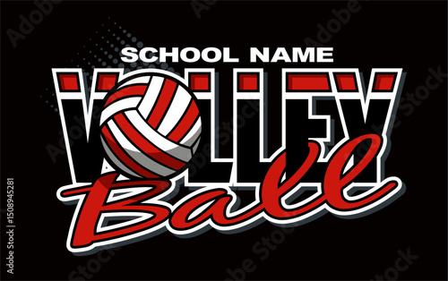 volleyball team design with interlocking letters and ball  for school, college or league sports	