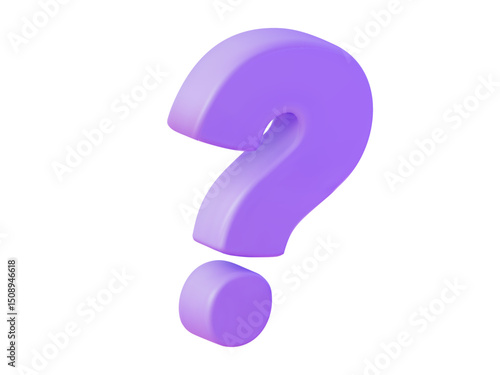 3D Purple Question Mark. Vector Icon for FAQ, Help, and Design Concepts.