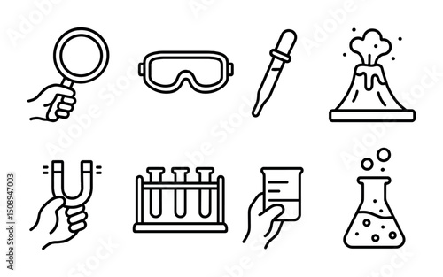 Science tools and experiment icons for educational design