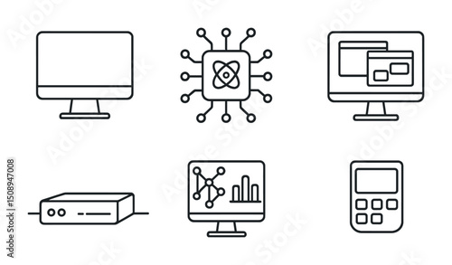 Digital technology icons for computer and network design projects