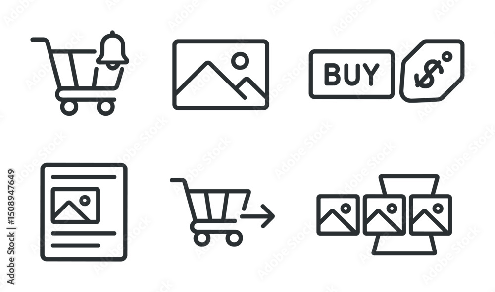 E-commerce icon set for online shopping and digital marketing design E-commerce icon set for online shopping and digital marketing design