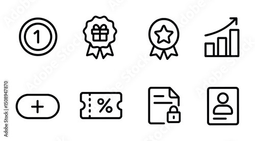 Business and reward icons for marketing and analytics design