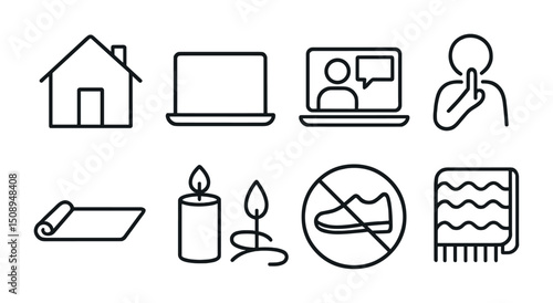 Essential home and lifestyle icons for wellness and productivity