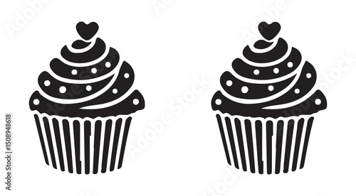 Silhouette cupcake and muffin icon. Vector illustration, food icon, Can be used as icon  vector illustration eps 10