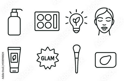 Beauty and wellness icons for skincare and makeup concepts